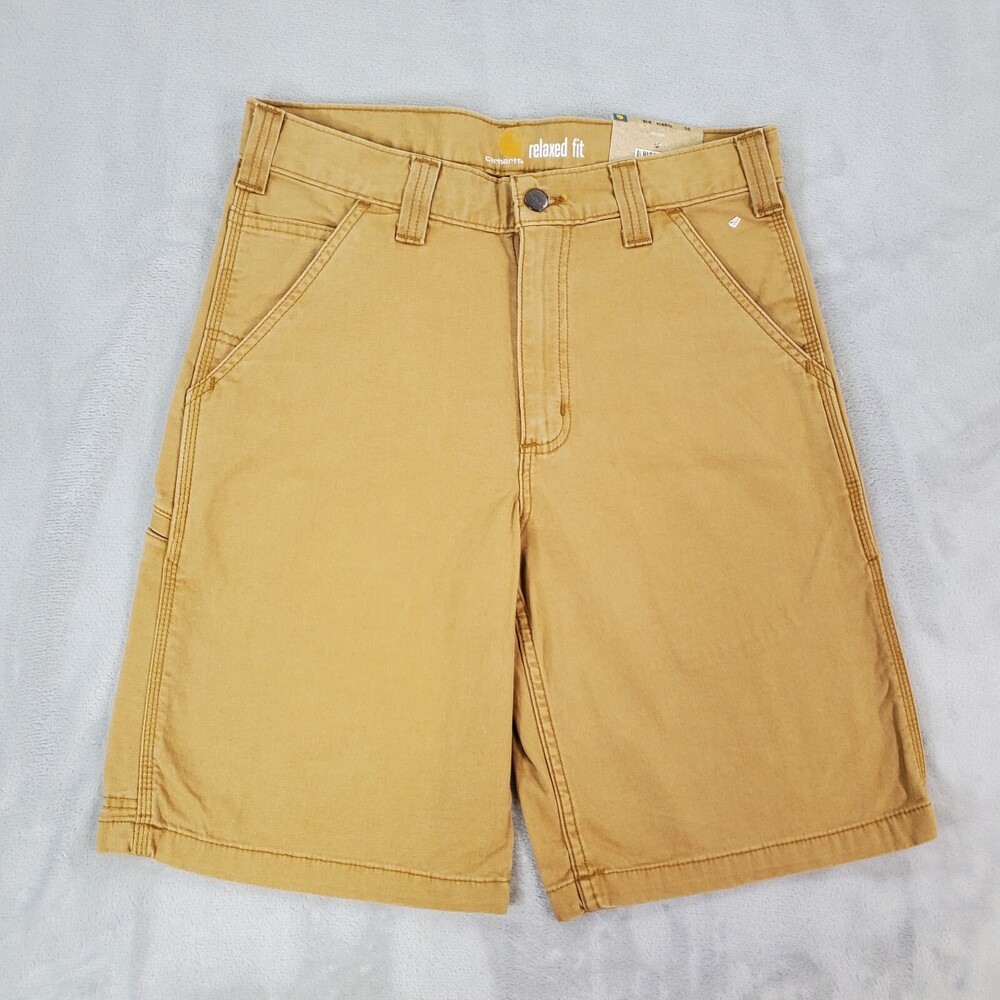 Carhartt Rugged Flex Rigby Shorts Men 30x10 Relaxed Fit Beige Stretch Canvas